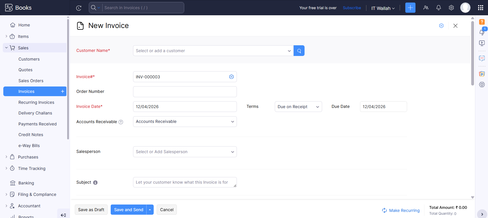 Create Invoice
